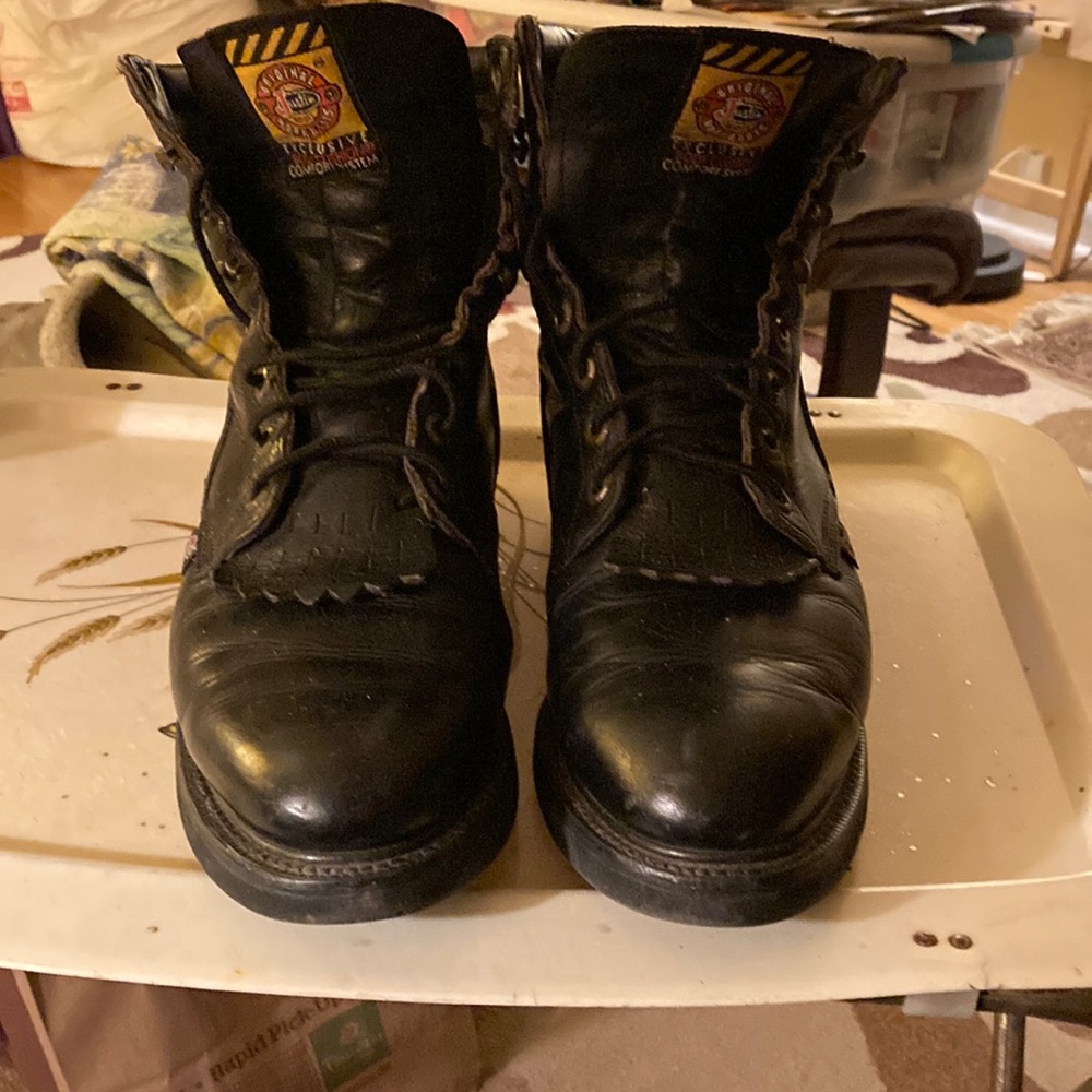 Justin work boots roper style with “kitties “ wedges cushioned soles